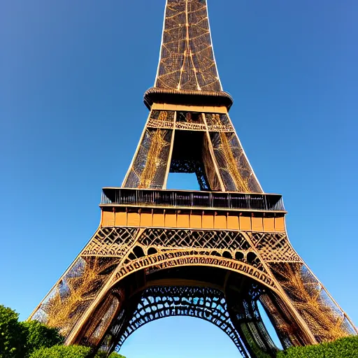 Prompt: tourist picture of the Eiffel tower made from gruyere