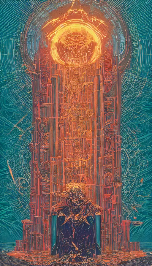 Image similar to throne of the antichrist, futurism, dan mumford, victo ngai, kilian eng, da vinci, josan gonzalez