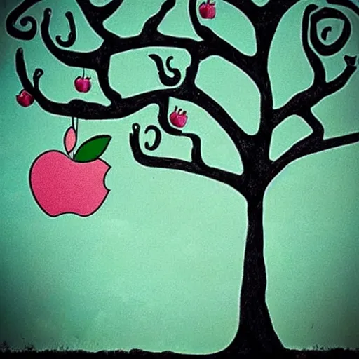 Image similar to tim burton apple tree