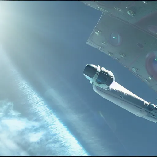 Image similar to shrek flying in a spacex ship, cinematic lighting, detailed, sharp focus