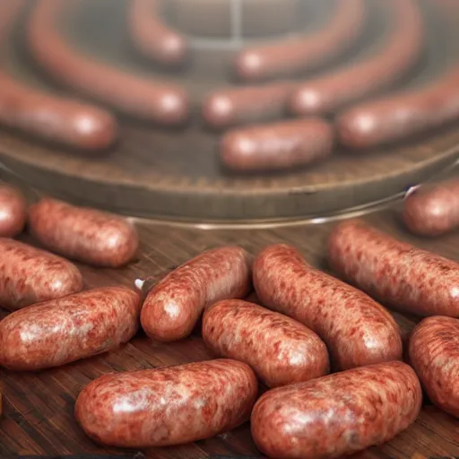 Prompt: sausage rain, photorealistic, 4k