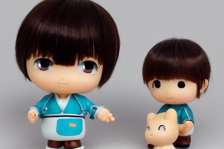 Prompt: sougo okita, short brown hair, kewpie, kawaii