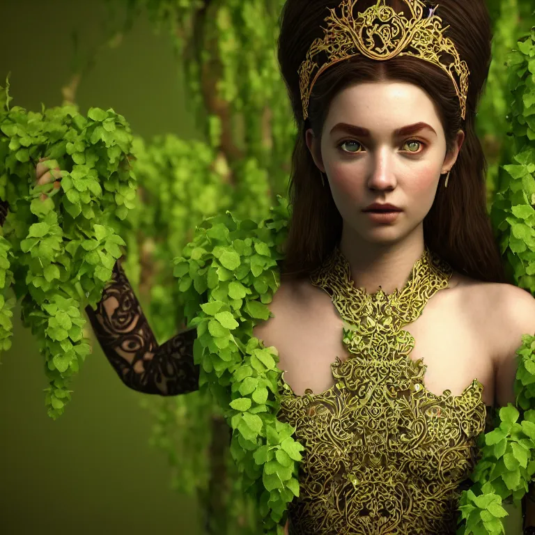 Image similar to princess of vines with a clear skin, ornate 8 k gorgeous intricate detailed octane render