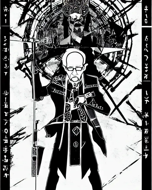 Image similar to Heisenberg, in the style of Record of Ragnarok, Record of Ragnarok, Shuumatsu no Valkyrie artwork