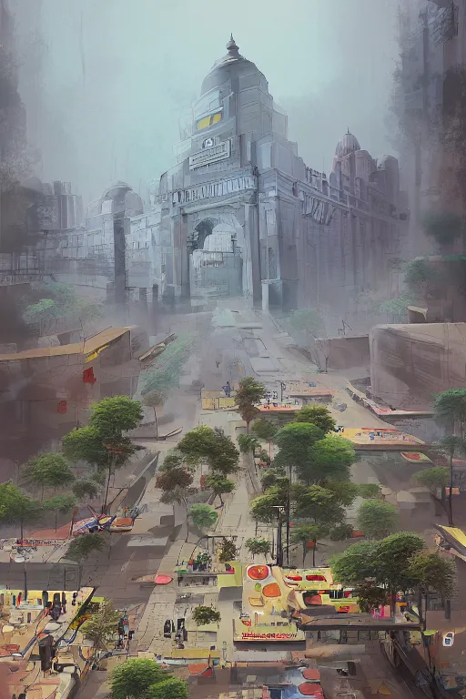 Prompt: city of new delhi, digital painting, realistic, artstation