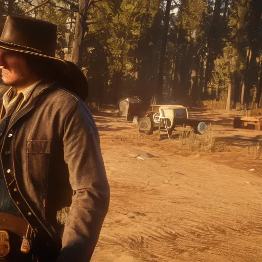 Prompt: paul dano stars as john marston in the playstation 4 video game red dead redemption 2, detailed in game screenshots