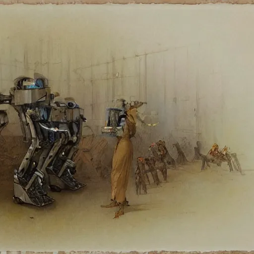 Image similar to (((((((((((cluttered inventors shop full of robots))))))))))) . muted colors. by Jean-Baptiste Monge !!!!!!!!!!!!!!!!!!!!!!!!!!!!!!!!!!!!!!!!