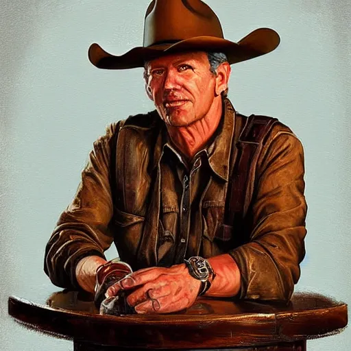 Image similar to modern oil body portrait of old wrinkled gunslinger jack having a whiskey at western saloon, very very very very very beautiful art, masterpiece, realistic and detailed, artstation, artificial lightning