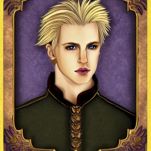 Prompt: portrait of a blond vampire prince by Phobs0