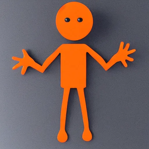 Prompt: 3 - d cartoon orange stick man in lifescience, veeva