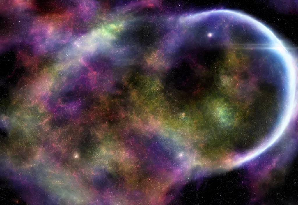 Prompt: photorealistic nebula surrounding a dyson sphere, 8 k,