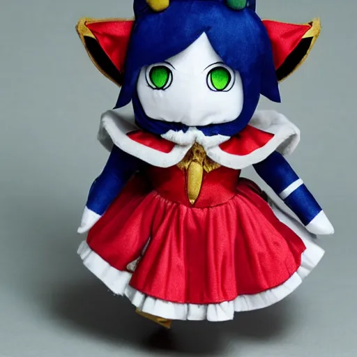 Prompt: cute fumo plush of the court jester who knows far more intrigue than she lets on, anime girl