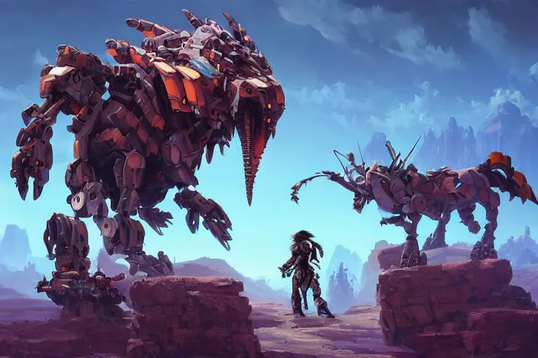 Image similar to grimhorn fanghorn machine mecha animal beast robot of horizon forbidden west horizon zero dawn bioluminiscence, behance hd by jesper ejsing, by rhads, makoto shinkai and lois van baarle, ilya kuvshinov, rossdraws global illumination