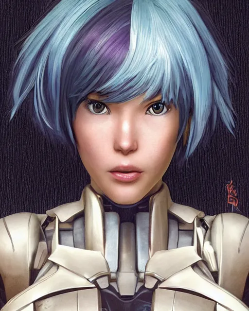 Image similar to weta disney pixar movie still portrait photo of motoko kusanagi ghost in the shell : : as cyborg woman by pixar : : by weta, wlop, ilya kuvshinov, rossdraws, artgerm, marvel, maxim cover, latex, octane render, sweaty, iridescent, bright morning, anime, liosh, mucha : :