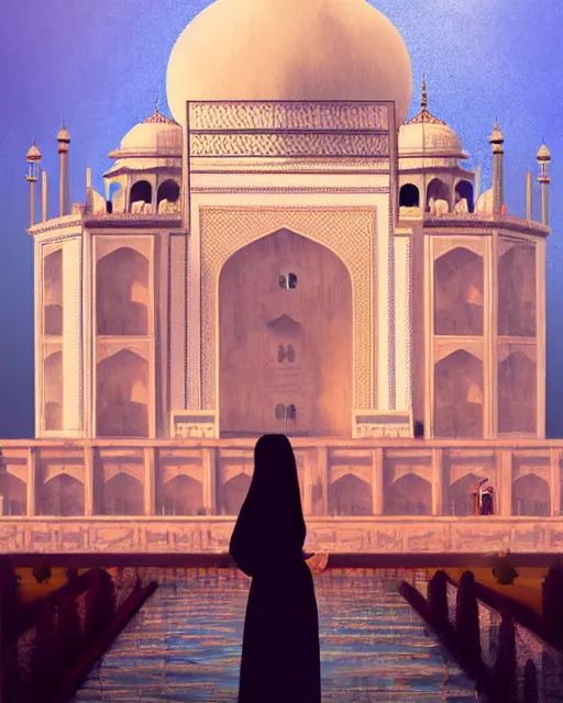 Prompt: tuesday weld visits the taj mahal by charlie bowater