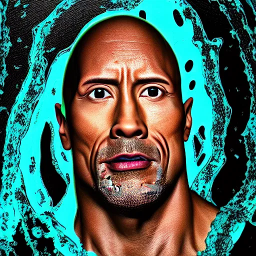Prompt: a portrait dwayne johnson covered in slime as he waked up in the morning, digital photography, highly detailed