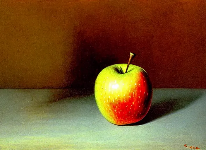 Prompt: an apple ， by salvador domingo felipe jacinto dali i domenech,