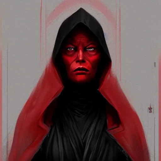 Image similar to portrait of a woman by greg rutkowski, young sith knight darth talon, red and black skin, star wars expanded universe, wearing black robes, she is about 2 0 years old, highly detailed portrait, digital painting, artstation, concept art, smooth, sharp foccus ilustration, artstation hq