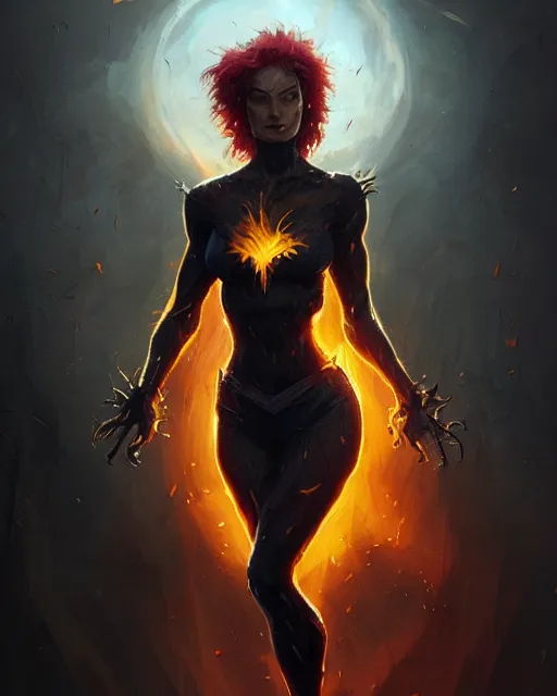 Image similar to A dark phoenix, epic, highly detailed, fantasy art, monster art, in the style of greg rutkowski, illustration, epic, fantasy, intricate, hyper detailed, artstation, concept art, smooth, sharp focus, ray tracing