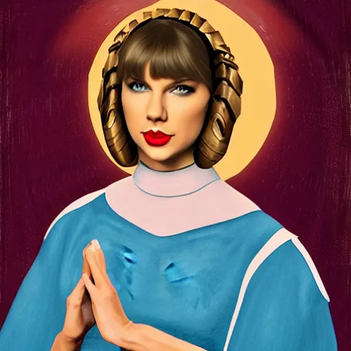 Image similar to taylor swift as princess leia, portrait by fra angelico