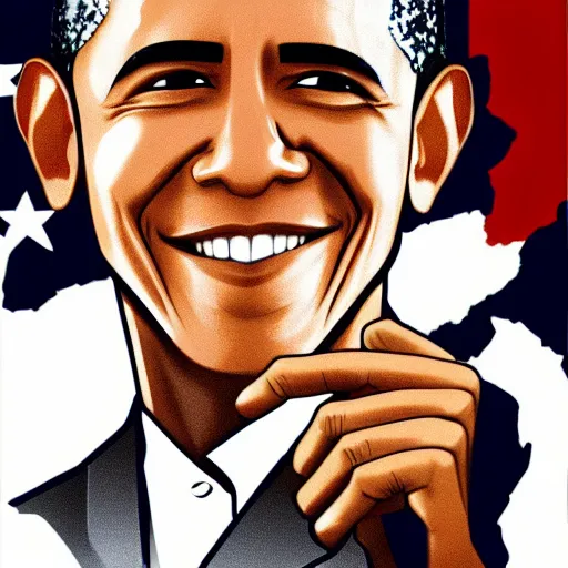 Image similar to barack obama in the show full metal alchemist, award winning digital art