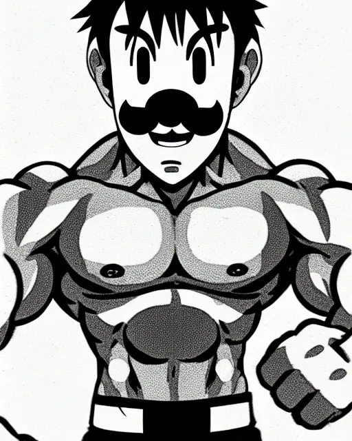 Prompt: anime art full body portrait of luigi bodybuilder character concept art, anime key visual of fight club, large eyes, finely detailed perfect face delicate features directed gaze, trending on pixiv fanbox, studio ghibli, extremely high quality artwork