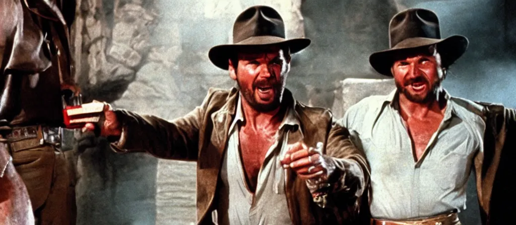 Image similar to Indiana jones stealing a red solo cup from Raiders of the Lost Ark (1981)