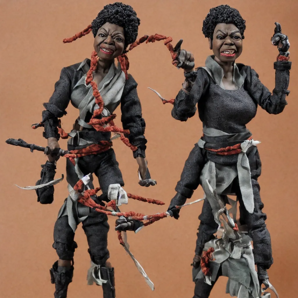 Image similar to maya angelou cosplay kunta kinte, stop motion vinyl action figure, plastic, toy, butcher billy style