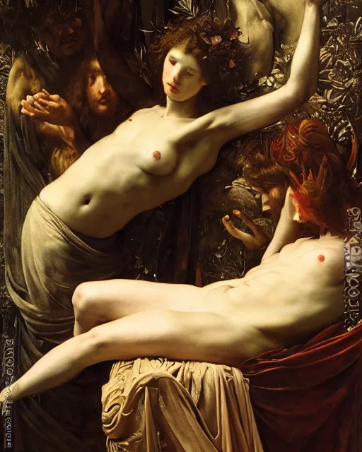 Prompt: the allegory of painting, by edgar maxence and caravaggio and michael whelan and delacroix style, artistic, intricate drawing, light brazen, realistic fantasy, extremely detailed and beautiful aesthetic face, 8 k resolution, dramatic lighting