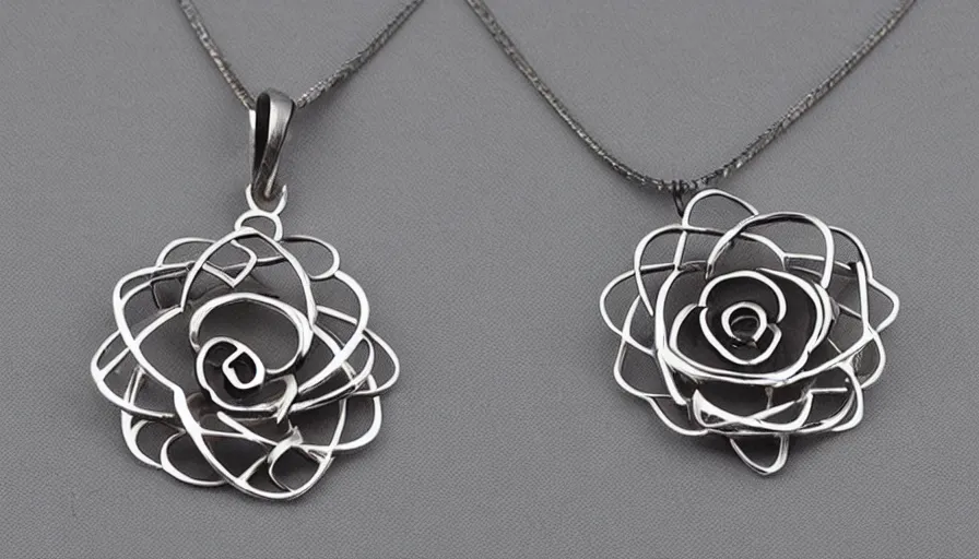 Prompt: metal pendant of the shape of a melted flower, high quality, high detail