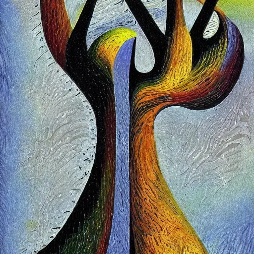 Image similar to cubist artwork of a tree, in the style of Salvador Dalí