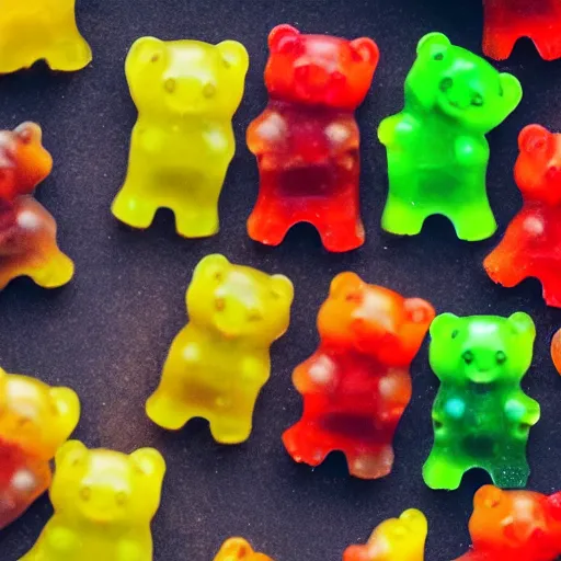 Image similar to geographic photos of wild gummy bears, award winning photography, 4 k