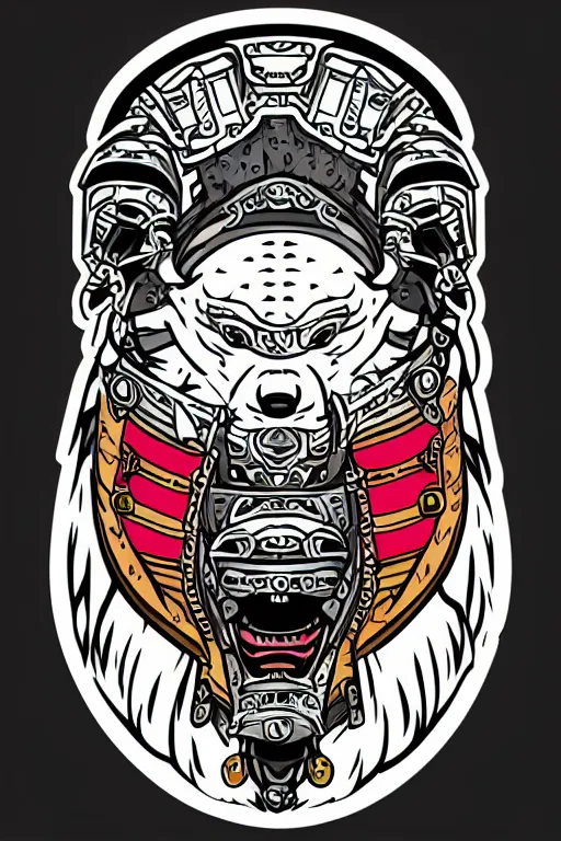 Image similar to Portrait of a polar bear as a samurai, knight, medieval, sticker, colorful, illustration, highly detailed, simple, smooth and clean vector curves, no jagged lines, vector art, smooth