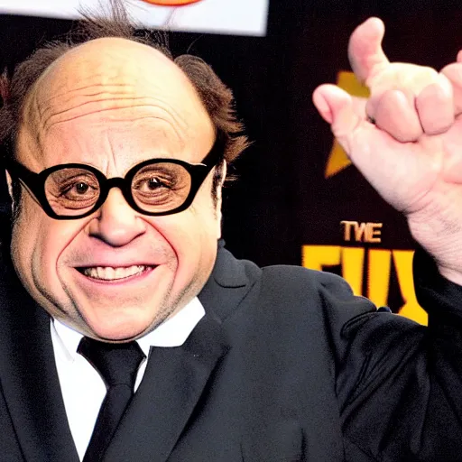 Image similar to danny devito frank reynolds's wolverine action pose