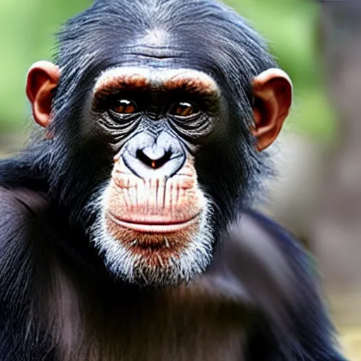 Image similar to chimpanzee with the face of Willem Dafoe