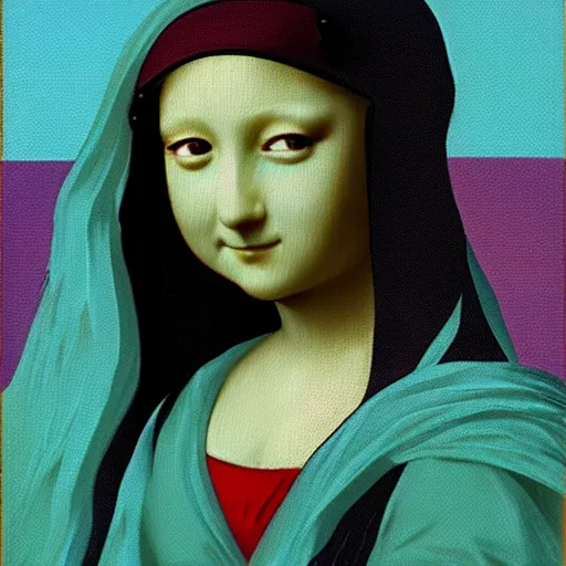 Image similar to Hatsune Miku in the style of Mona Lisa, Hatsune Miku painting