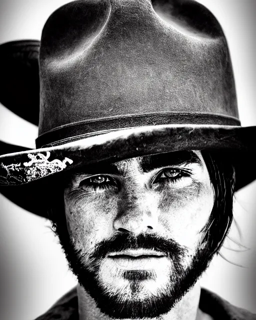 Prompt: portrait of cowboy, black and white polaroid, western, high production value, intricate details, high resolution, hyperrealistic, hdr, high definition, award winning photography, masterpiece, ultra realistic, highly detailed, hd, sharp focus, cinematic lighting, shaded, non blurry, sharp, smooth