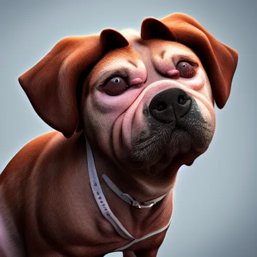 Image similar to a fusion of a dog and a pig, hyperdetailed, artstation, cgsociety, 8 k