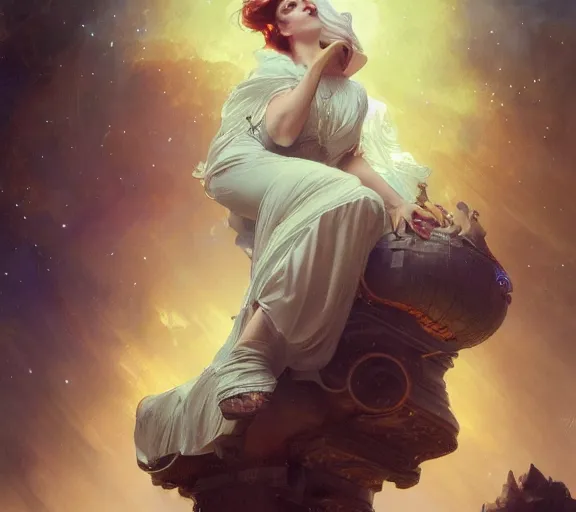 Image similar to photography of space dream - up, deep focus, intricate, elegant, highly detailed, digital painting, artstation, concept art, matte, sharp focus, illustration, art by artgerm and greg rutkowski and alphonse mucha and gil elvgren