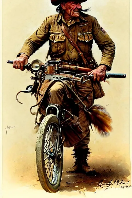 Image similar to (((((1950s wild west military us army indian scout . muted colors.))))) by Jean-Baptiste Monge !!!!!!!!!!!!!!!!!!!!!!!!!!!