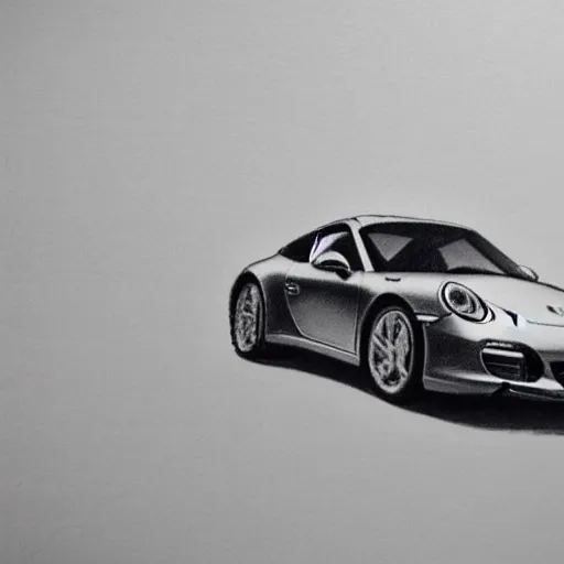 Prompt: pencil sketch of a porsche 9 1 1 driving on the road