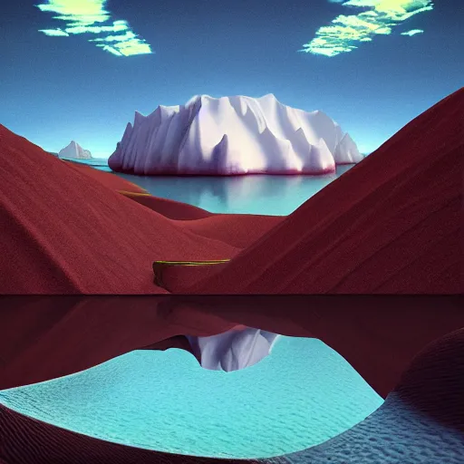 Prompt: a hd render of a surreal landscape, by beeple and salvador dali