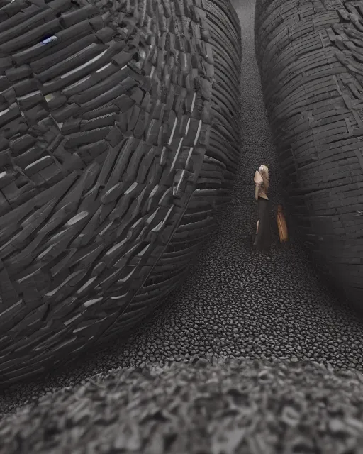 Prompt: a person made out of tires, cinematic, 8k, high detail, beeple