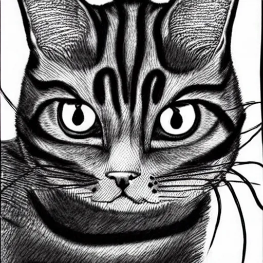 Image similar to realistic cat by junji ito