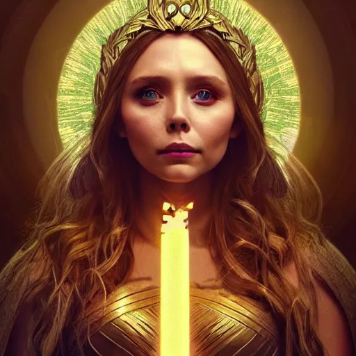 Prompt: elizabeth olsen as the goddess of earth!!!, golden ratio!!!!!, centered, trending on artstation, 8 k quality, cgsociety contest winner, artstation hd, artstation hq, luminous lighting