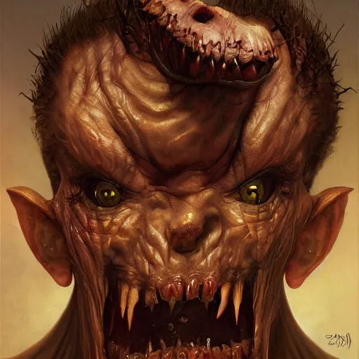 Prompt: dmitry medvedev, is evil gremlin, дмитрии медведев rotten teeth, horror, macabre by donato giancola and greg rutkowski and wayne barlow and zdzisław beksinski, realistic face, digital art