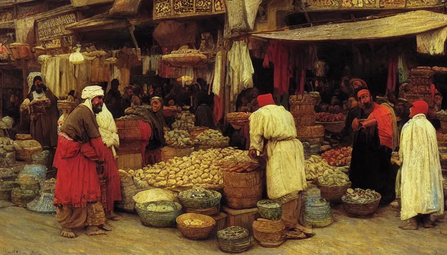 Prompt: medieval arabian trader's market, by ilya repin