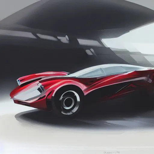 Image similar to full view of a car, elegant, digital painting, concept art, smooth, sharp focus, art style from Wang Ke and Greg Rutkowski and Bruce Kaiser and Scott Robertson and Dmitry Mazurkevich and Doruk Erdem and Jon Sibal, small style cue from Blade Runner and Minority Report and iRobots