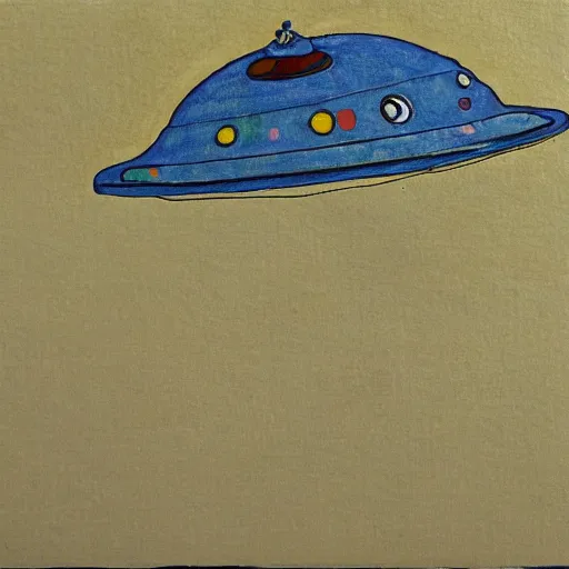 Prompt: painting of a ufo in the style of egon schiele