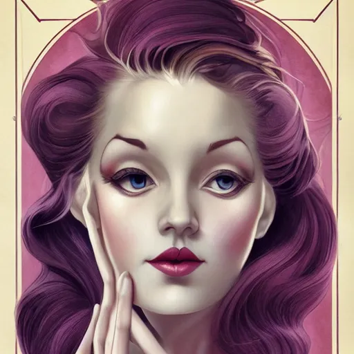 Image similar to an art nouveau, ( streamline moderne ), multi - racial portrait in the style of anna dittmann and charlie bowater and chanthara. very large, clear, expressive, and intelligent eyes. centered, ultrasharp focus, dramatic lighting, photorealistic digital matte painting, intricate symmetrical ultra detailed background.